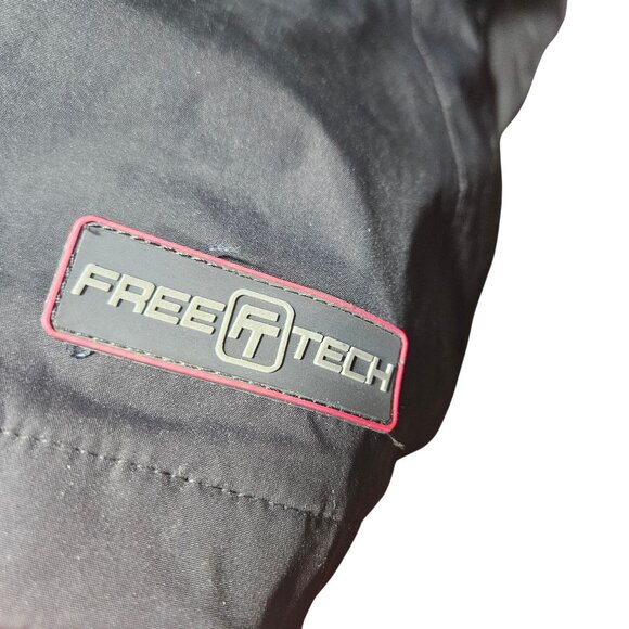 Free Tech Mens Black Hooded Jacket With White Accents Zip Front Size L Lightweig - Picture 4 of 14